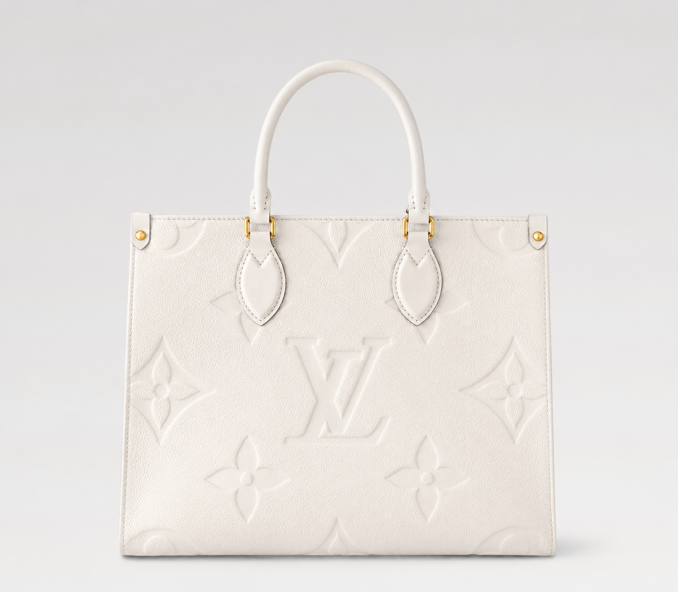 L-O-U-I-S V-U-I-T-T-O-N OnTheGo Handbag with Pouch – 2PC Luxe Women Bag Set (White)