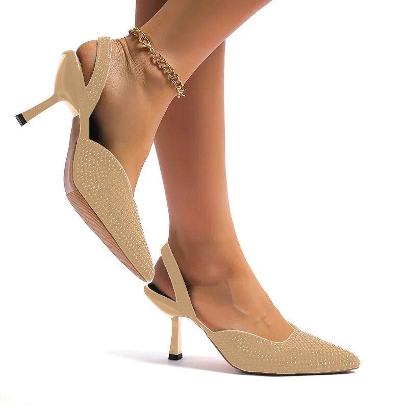 Zara Stone Heel for Women – Restocked in Stunning Colors with Brand Box (Golden)