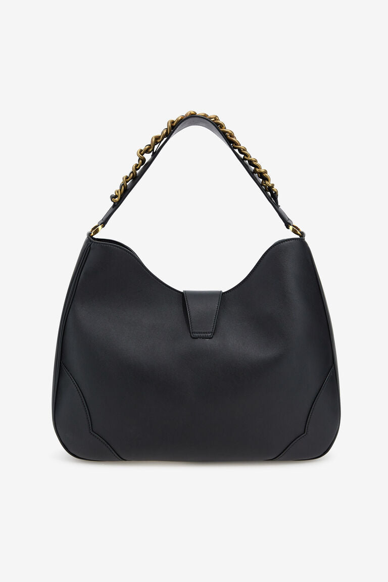 R-O-B-E-R-T-O C-A-V-A-L-L-I Chain Detail Shoulder Women Elegant Bag (Black)