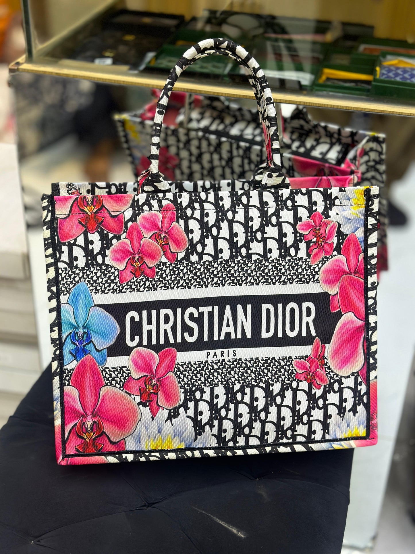 Christian Dior Women Bag – High-Quality Denim Tote (Pink/White/Black)