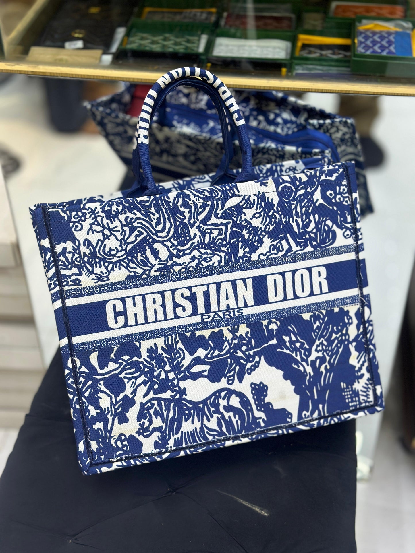 Christian Dior Women Bag – High-Quality Denim Tote (Blue/White-1)