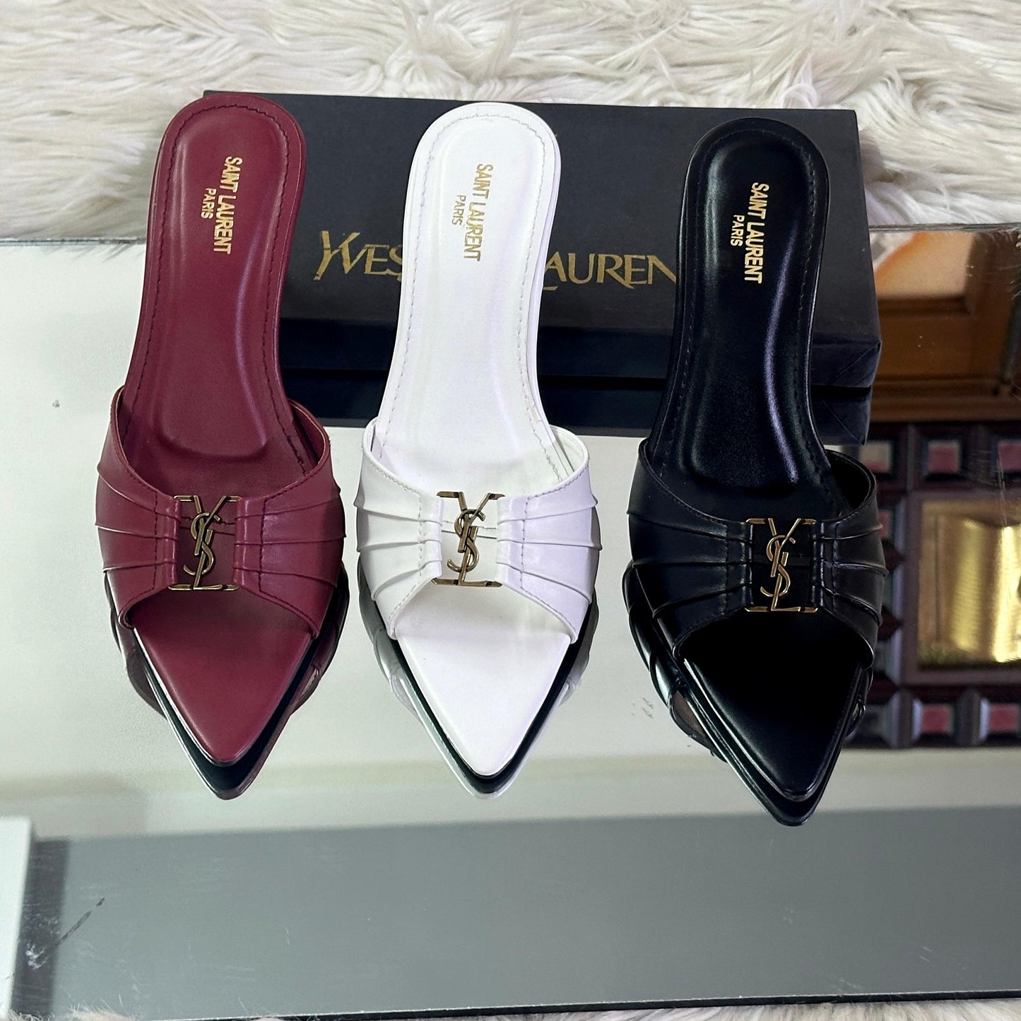 YSL — Women's Heels (3 Stunning Colors | Premium Quality | Brand Box Included) (White)