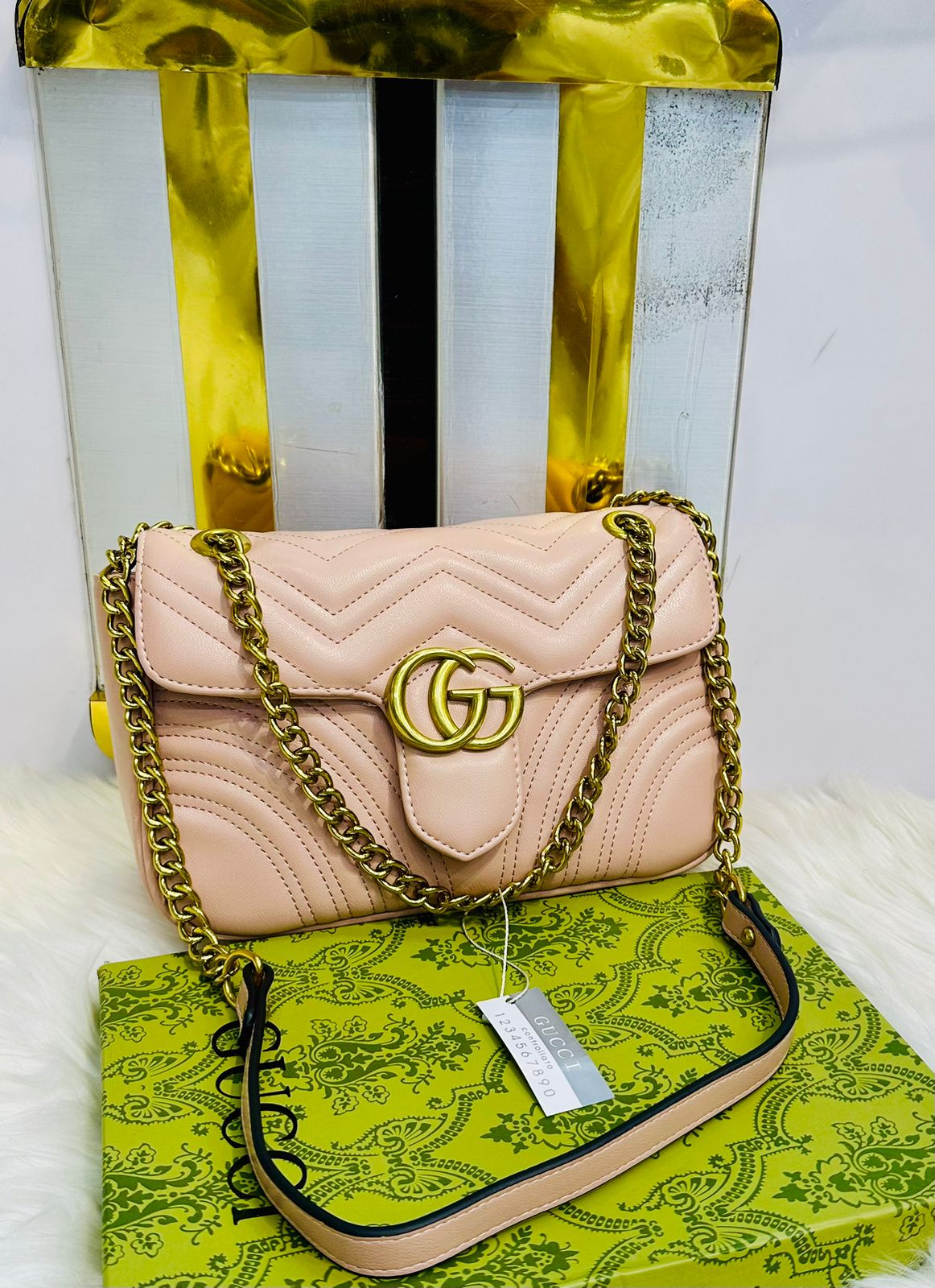 GUCCI GG Marmont-Inspired β Official Model Women Bag with Box(Blush Pink)