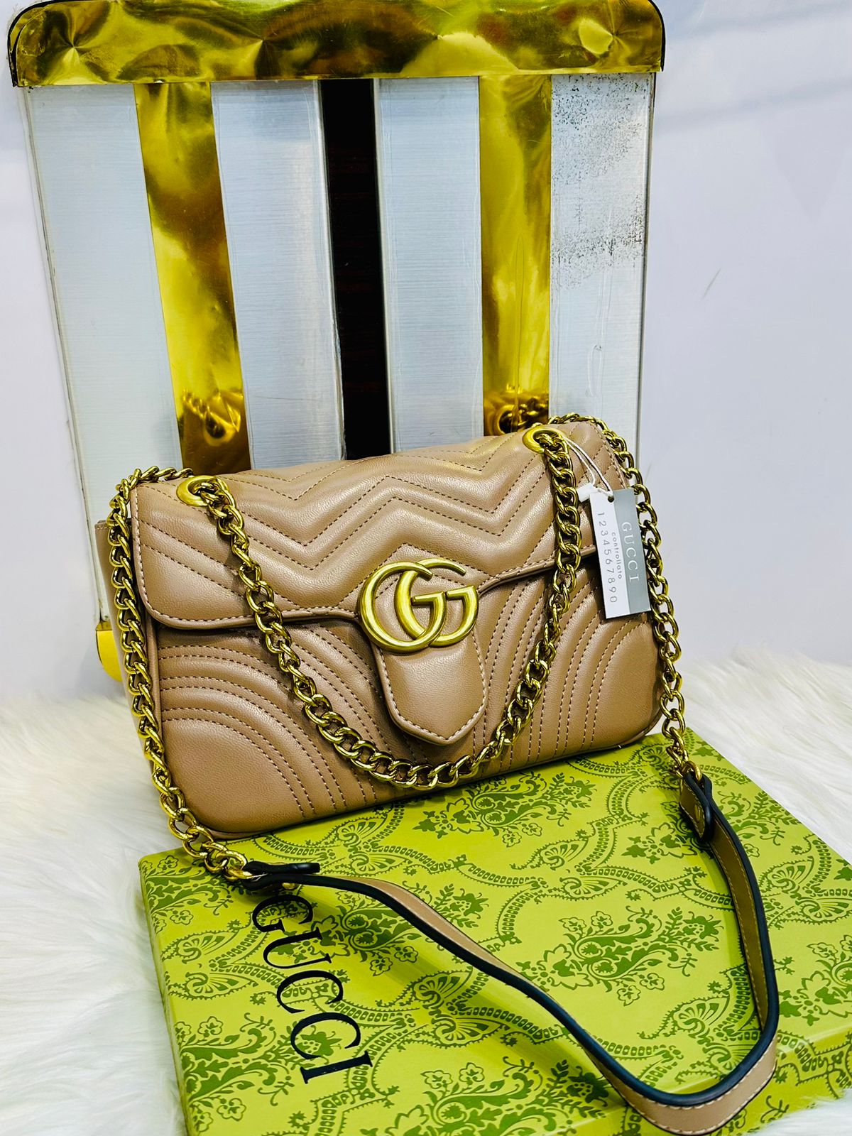 GUCCI GG Marmont-Inspired β Official Model Women Bag with Box(Beige)