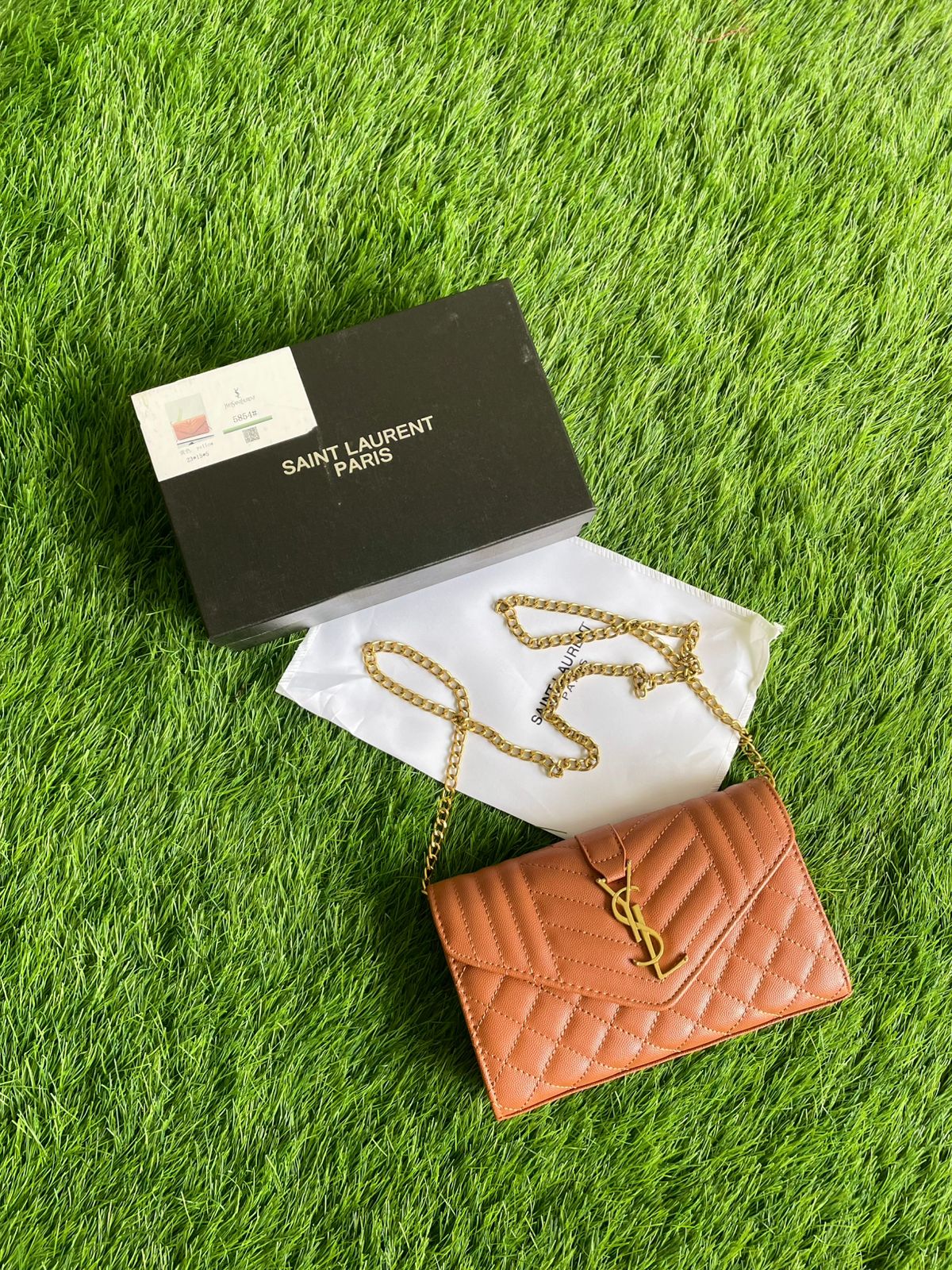 YSL-Inspired Handbag β Premium Quality Women Bag with Gold Accessories & Box(Brown)