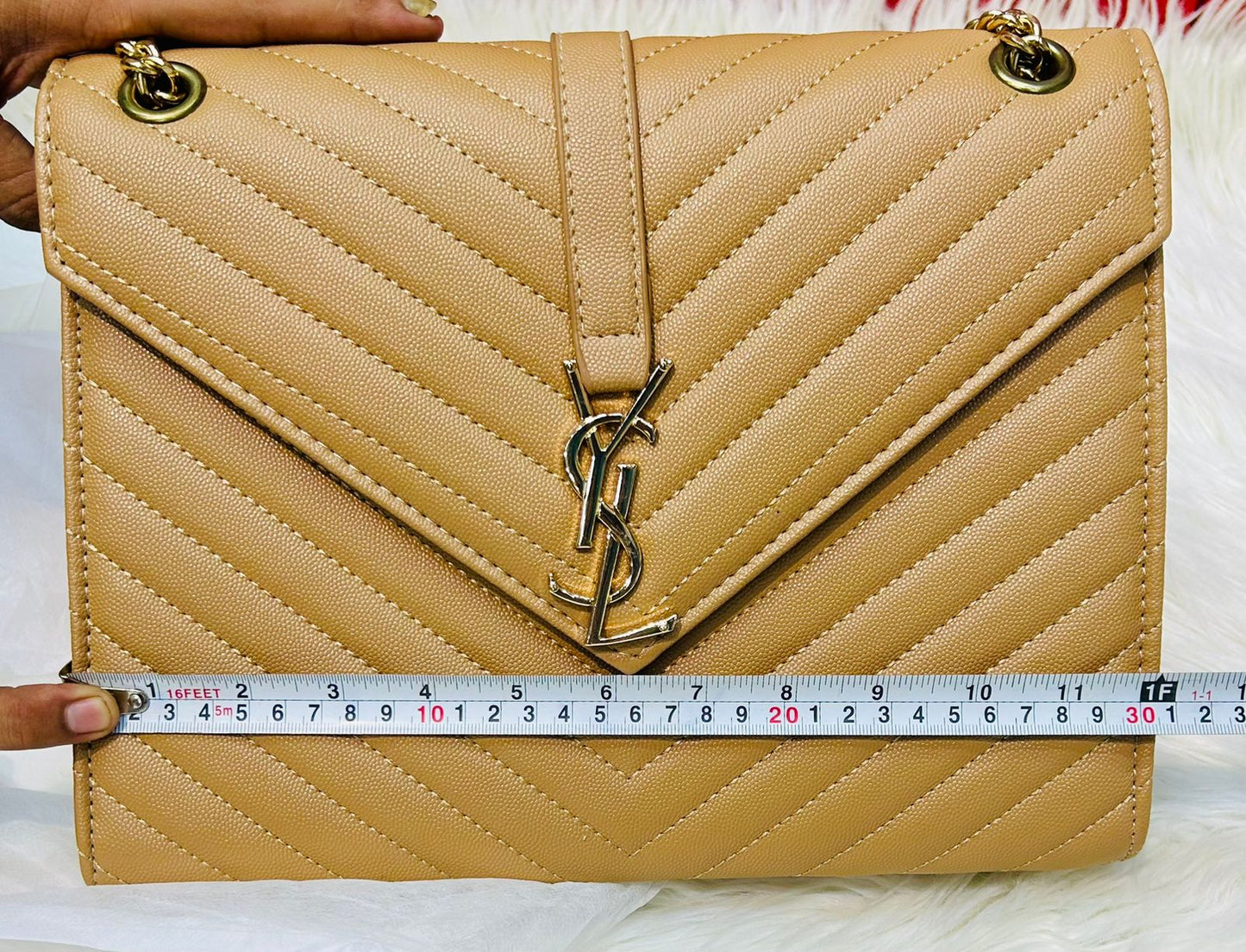 YSL-Inspired Crossbody β Luxurious Quality Women Bag with Long Belt & Chain(Beige)
