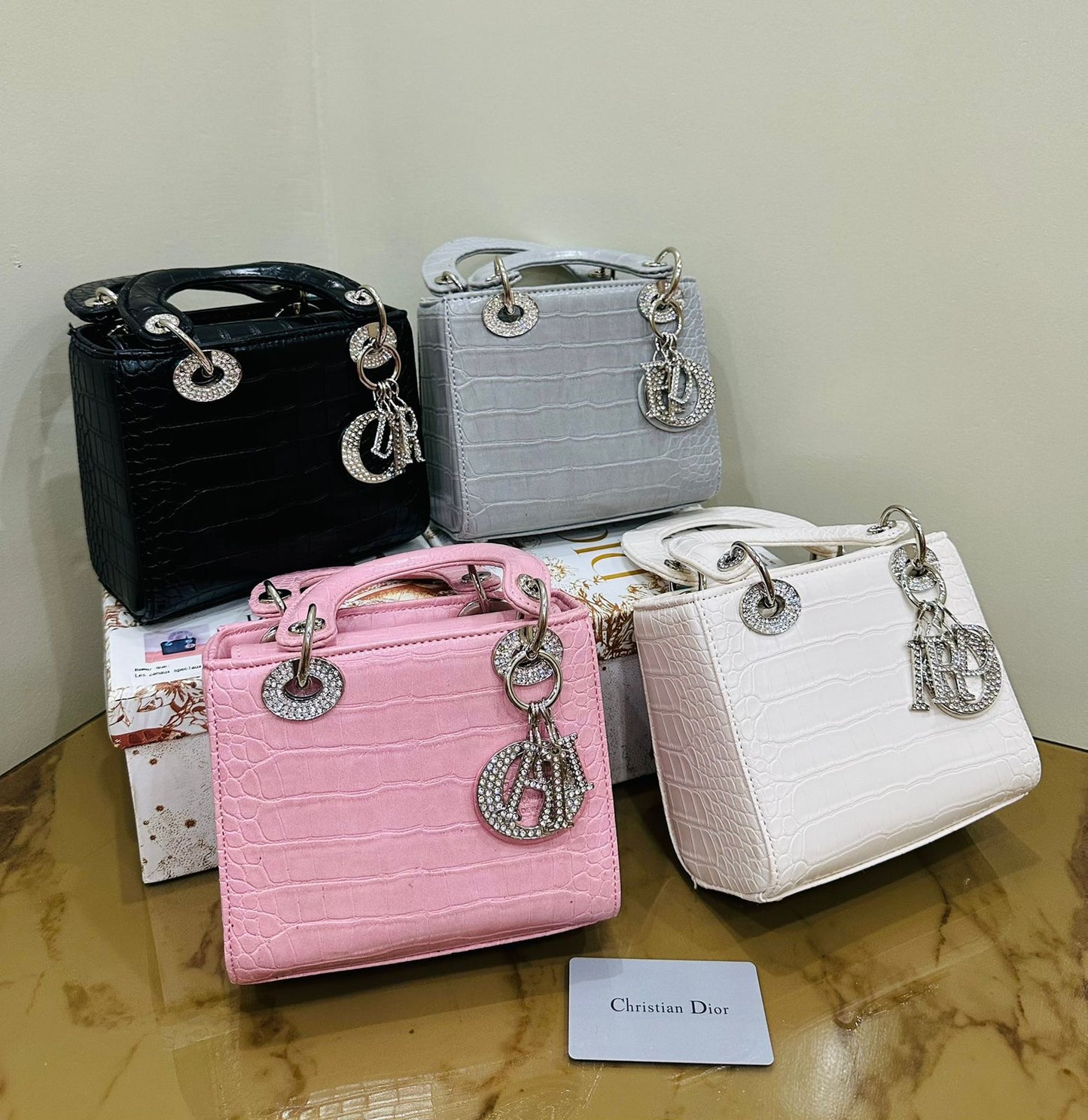 LADY DIOR-Inspired Handbag β Premium Quality Small Women Bag with Full Branding(White)