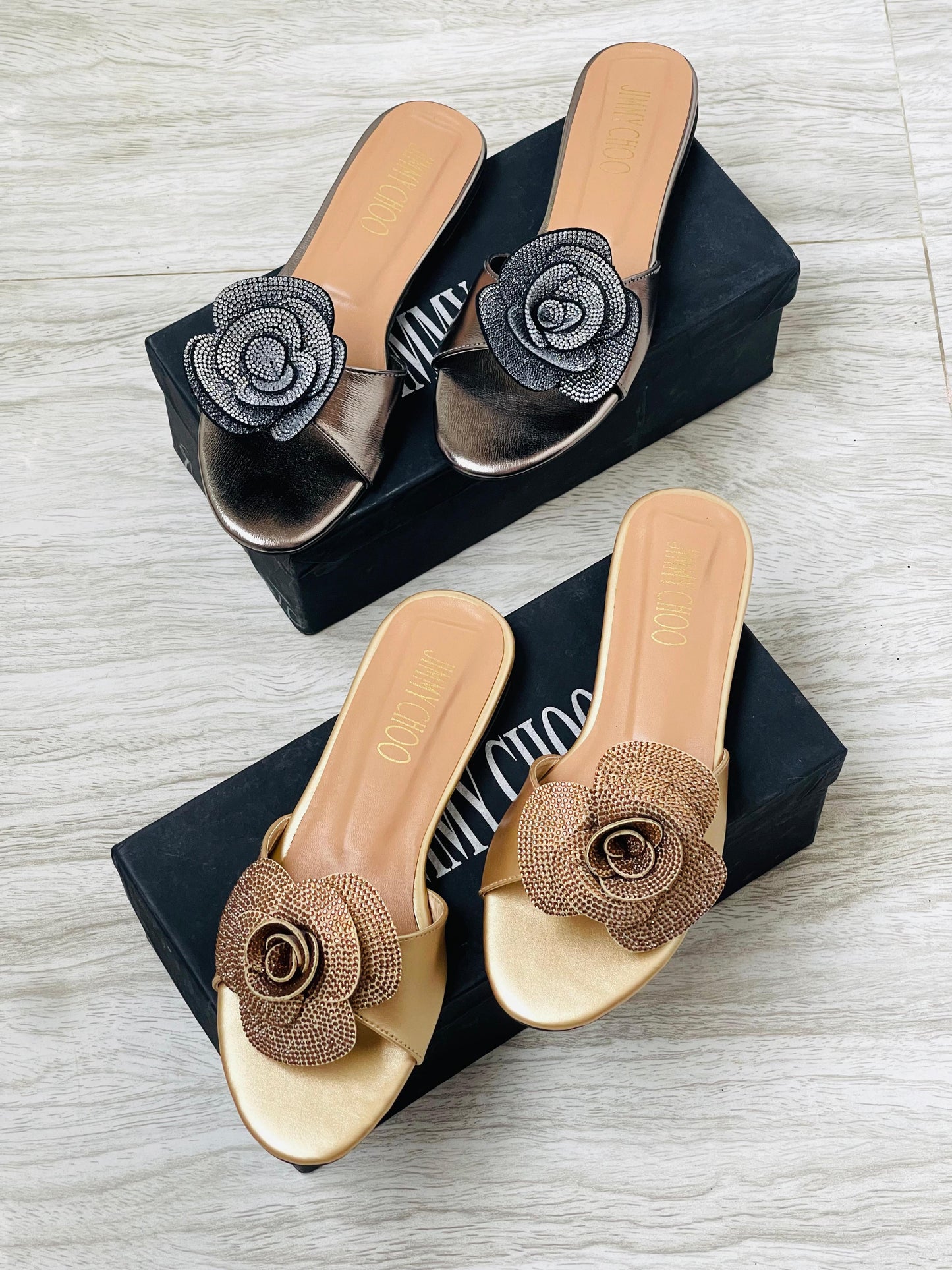 JIMMY CHOO-Inspired Flower Flats β Elegant Floral Women Footwear(Beige)