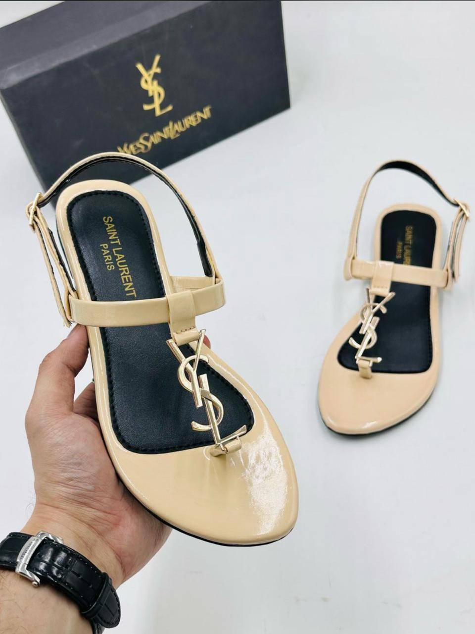 YSL-Inspired Sandals β Elegant Women Footwear with Designer Look(Beige)