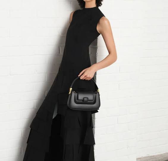 CHARLES & KEITH β Koa Leather Push-Lock Top Handle Bag (Black)