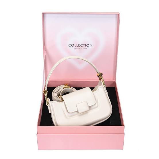 CHARLES & KEITH β Koa Leather Push-Lock Top Handle Bag (White)