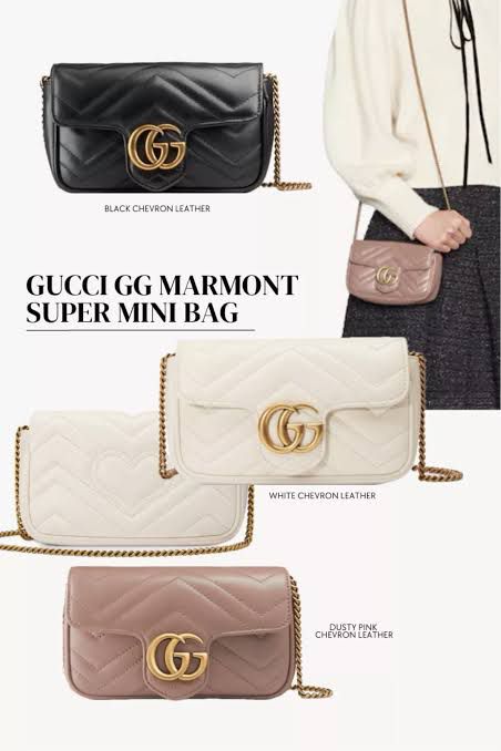 Gucci GG Marmont Mini Bag – Black Matelassé Chevron Leather(Black)