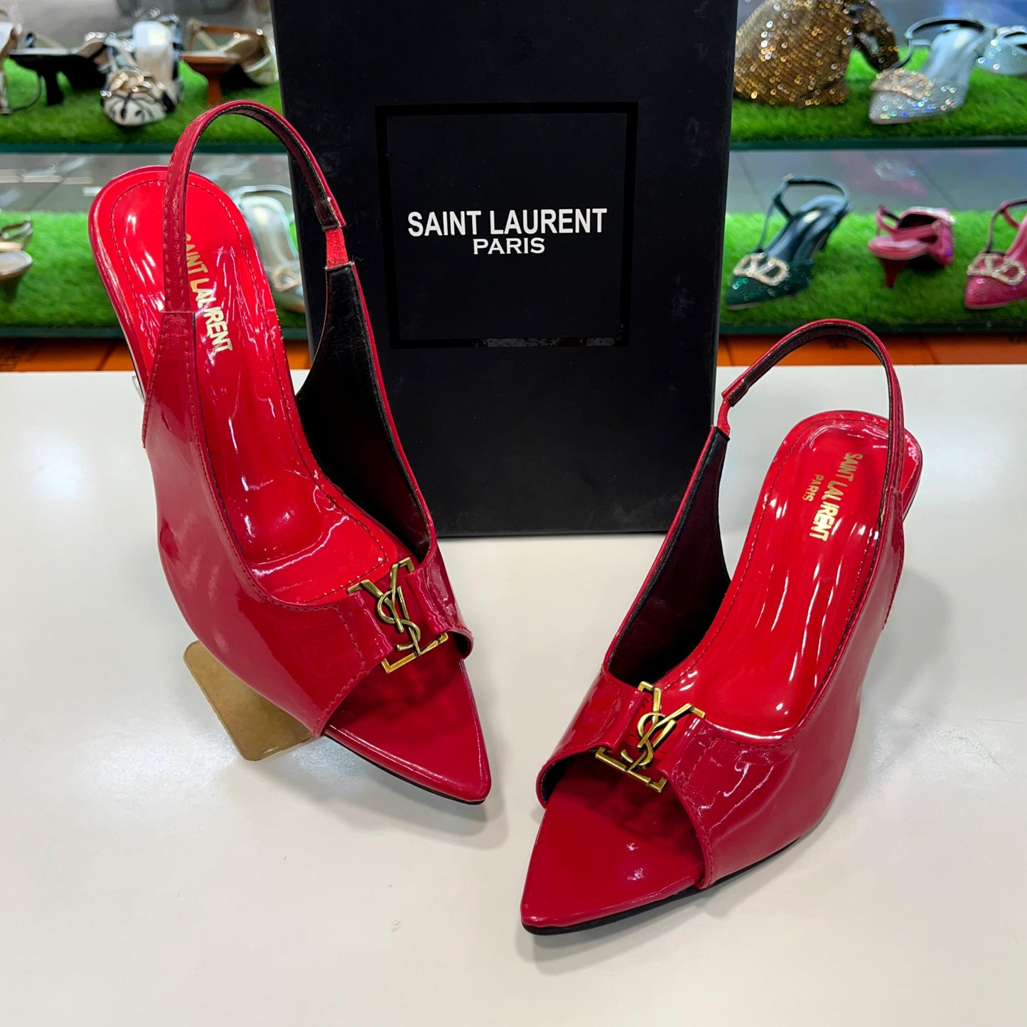 YSL Heel Pumps – Premium Quality (Pinkish Red)