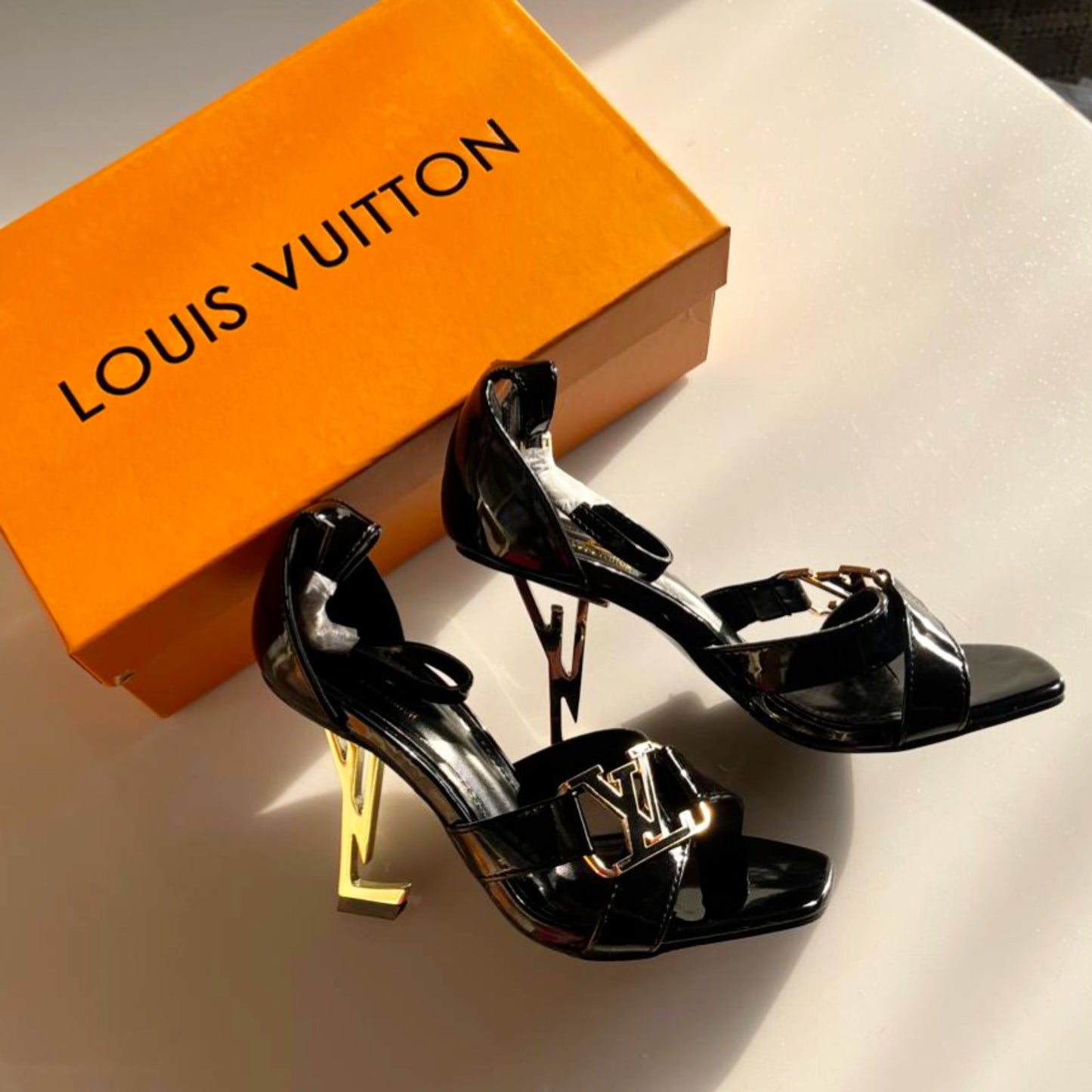 L-O-U-I-S V-U-I-T-T-O-N Premium Quality Heels – Elegant Women Heels (Black)