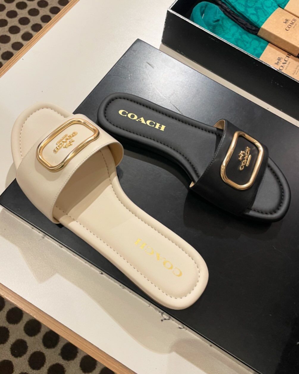 C-O-A-C-H Flat Slides – Premium Women Slides | Everyday Comfort (Cream Beige)