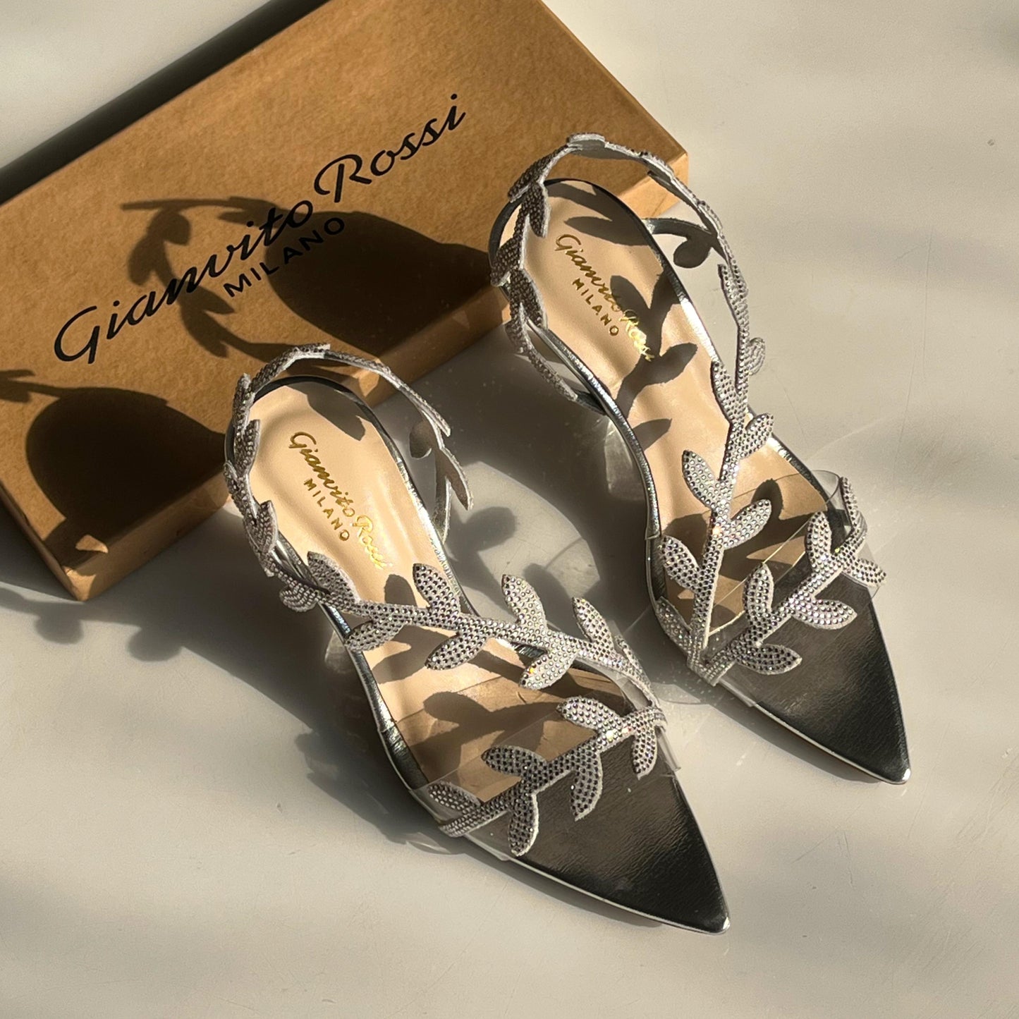 G-I-A-N-V-I-T-O R-O-S-S-I Pointed Heels – Elegant Women Footwear | 3 Inch Heel (Silver)