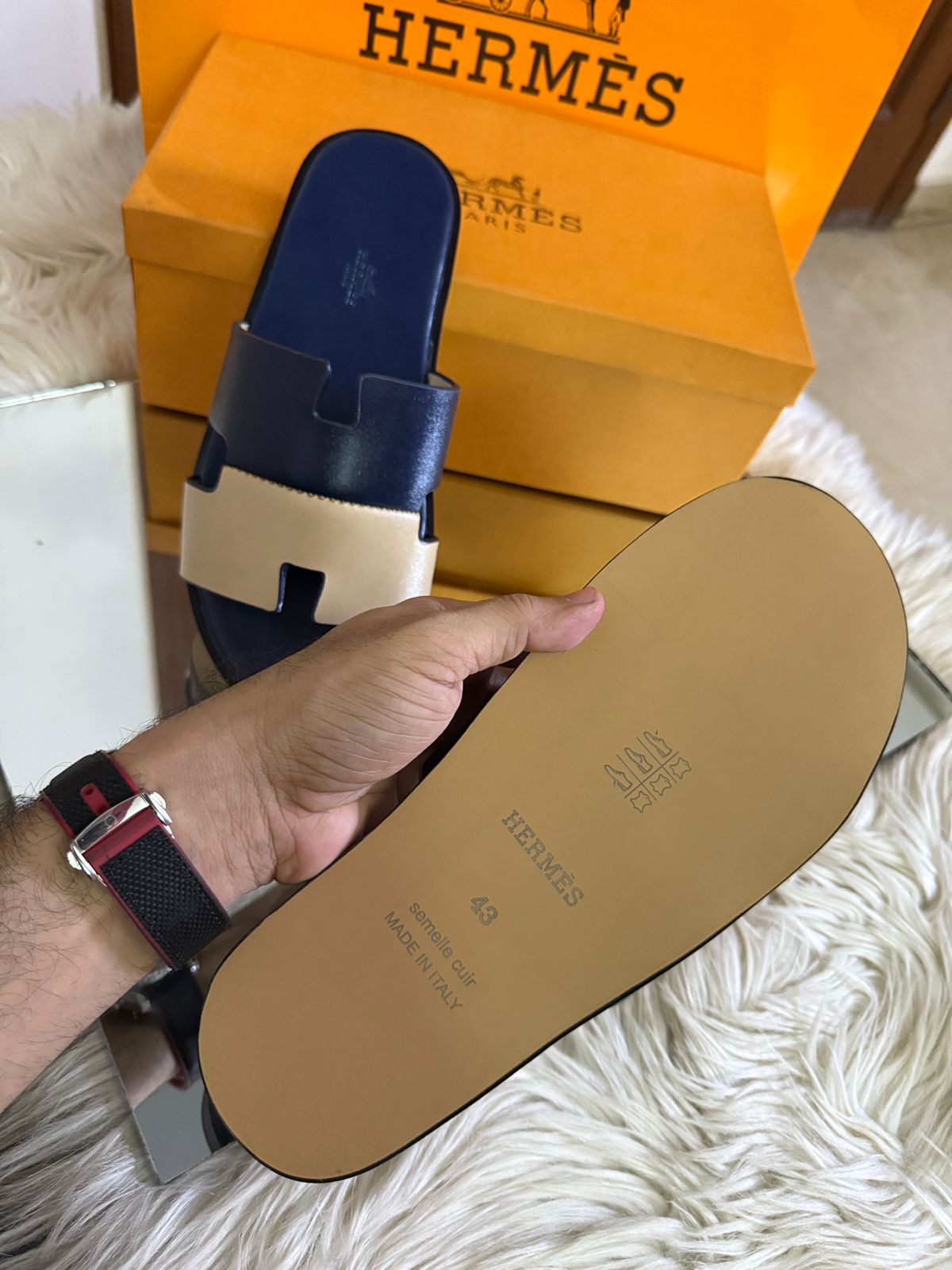 H-E-R-M-È-S Luxury Unisex Slippers – Premium Edition | (Beige)