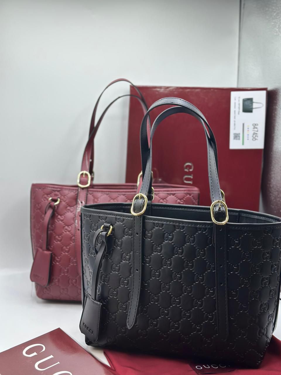 G-U-C-C-I GG Emblem Medium Tote Women Bag – Premium Edition (Maroon)