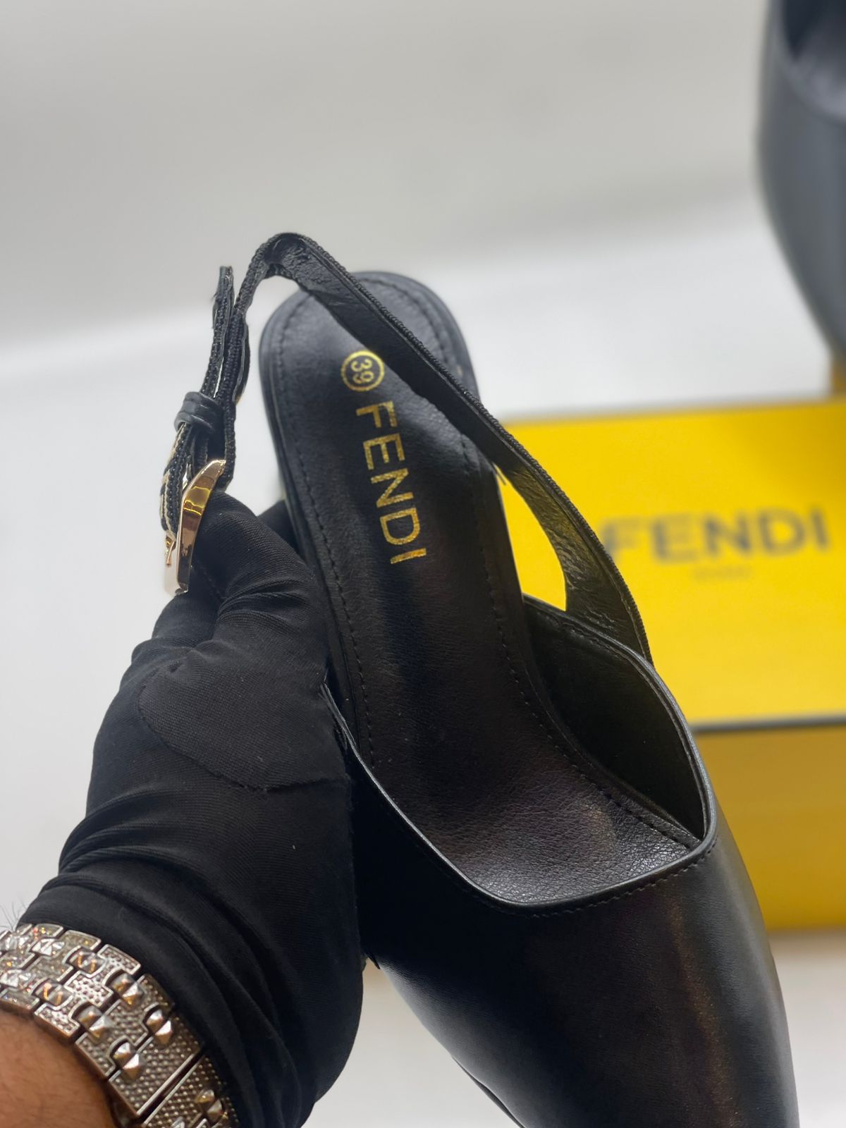 F-E-N-D-I Heels β Elegant Women Footwear (Black)