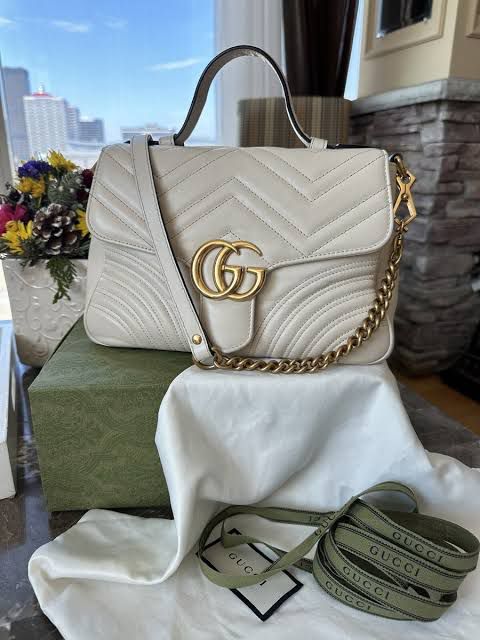 G-U-C-C-I Marmont Small Top Handle Women Bag – Classic Edition (White)
