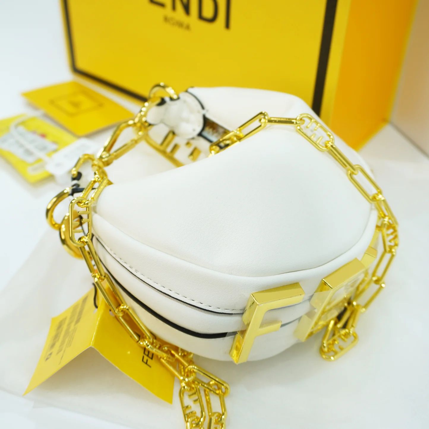 F-E-N-D-I Fendigraphy Hobo Women Bag β Statement Curve Edition (White)