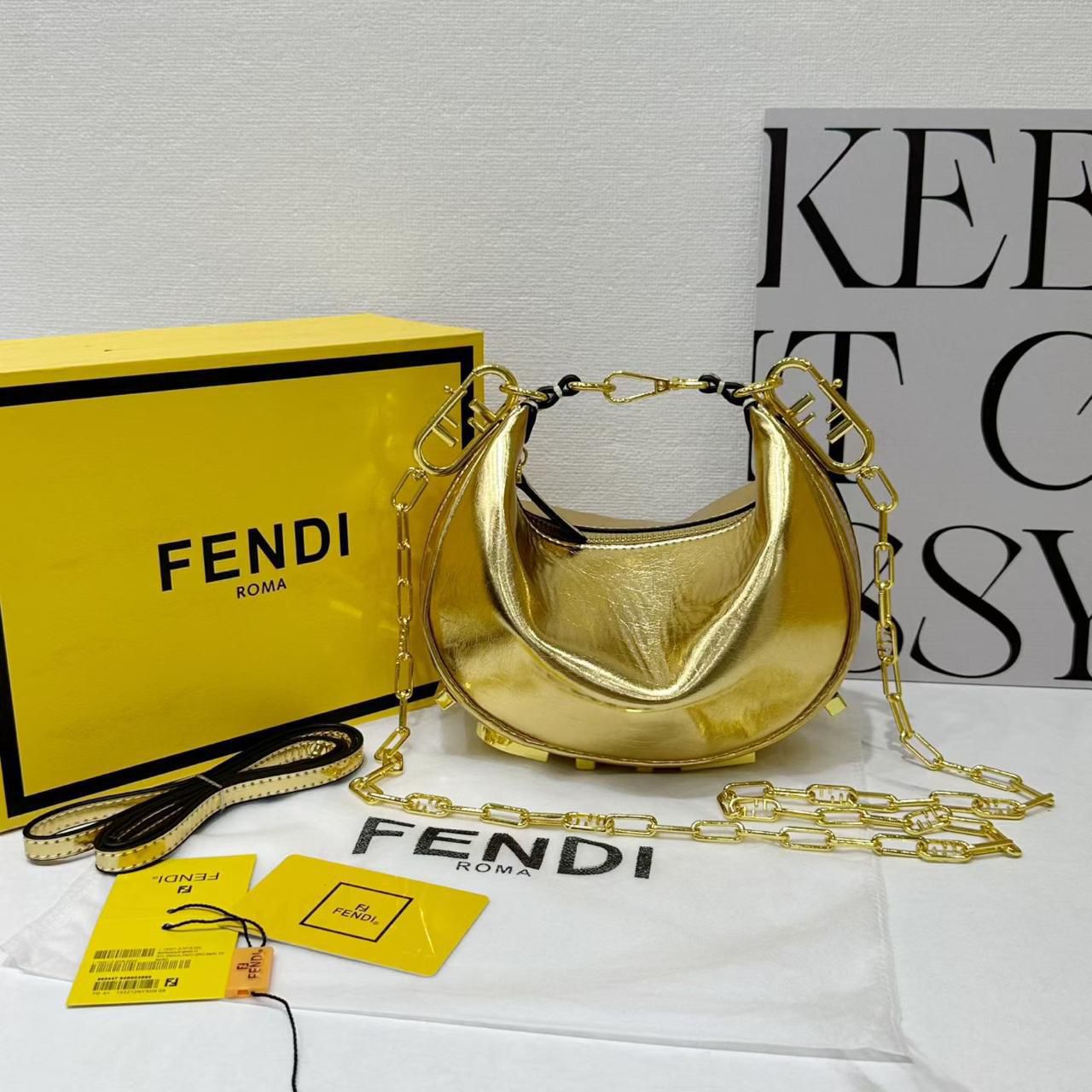 F-E-N-D-I Fendigraphy Hobo Women Bag β Statement Curve Edition (Gold)