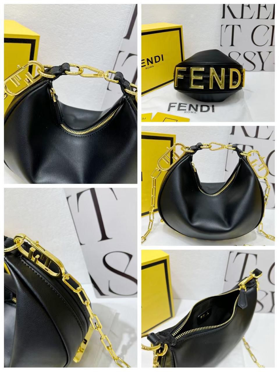 F-E-N-D-I Fendigraphy Hobo Women Bag β Statement Curve Edition (Black)
