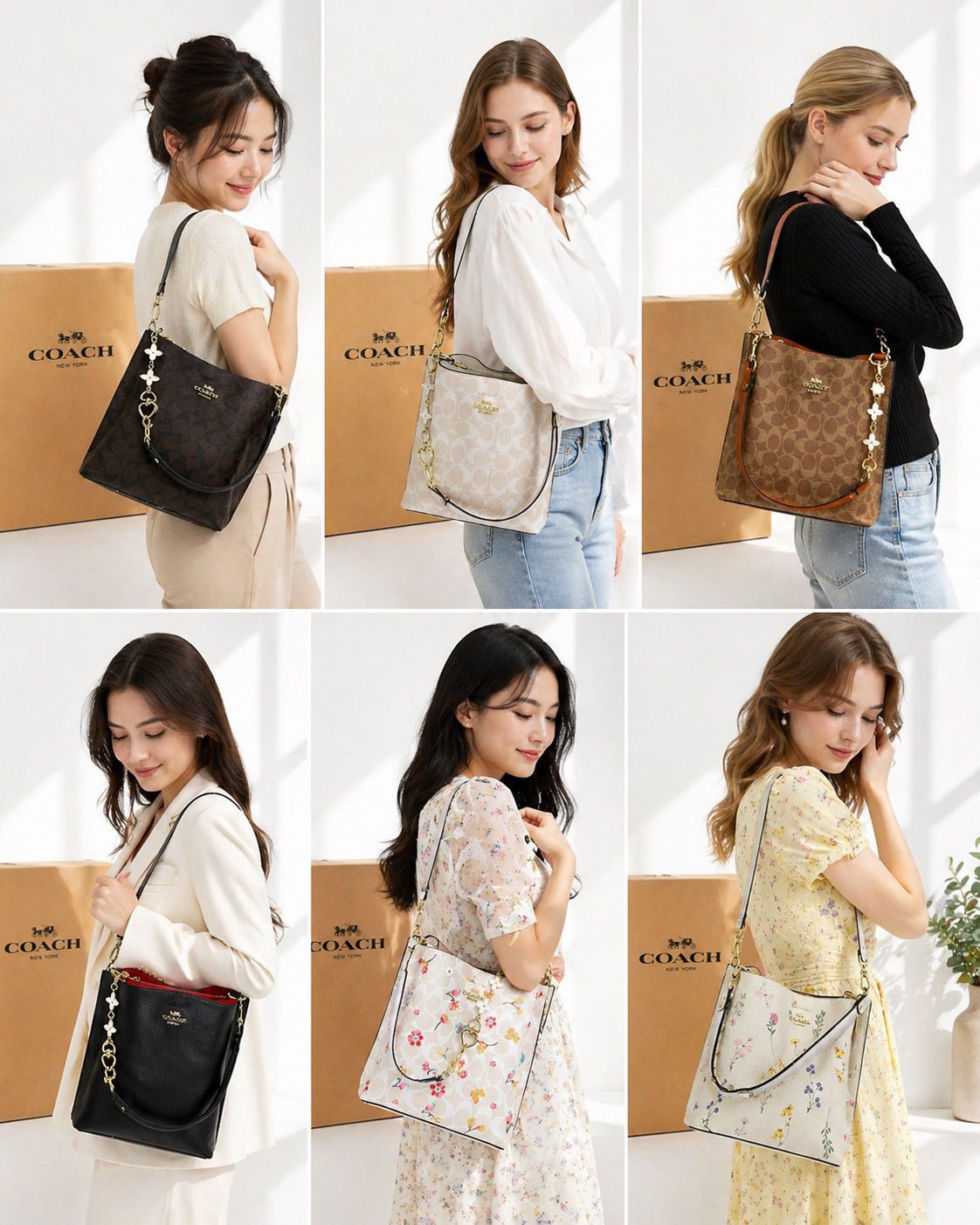C-O-A-C-H Small Town Bucket Women Bag – Signature Canvas Master Series (Brown/Beige)