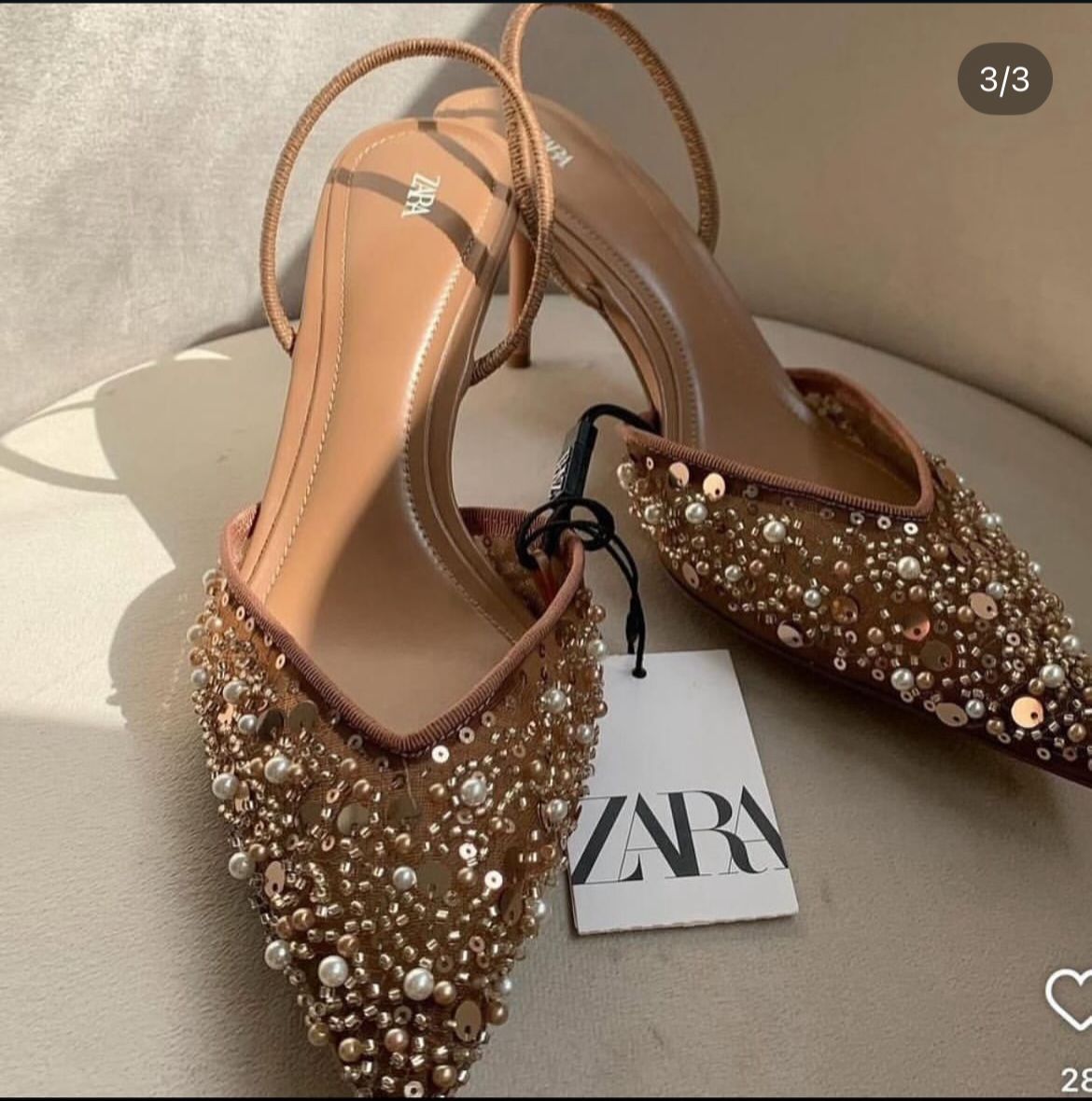 Z-A-R-A Rhinestone Slingback Heels – Glam Spark Women Footwear (Gold)