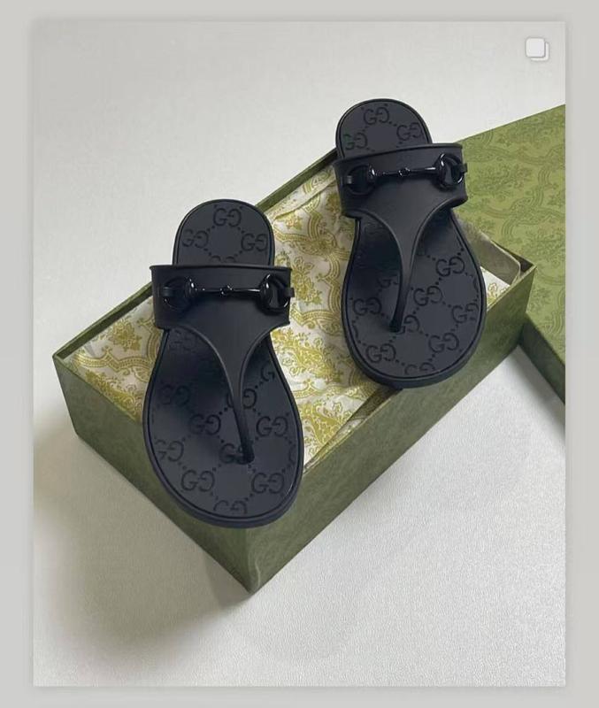 G-U-C-C-I Minorca Thong Flats – Premium Jelly Sole Women Footwear (Black)