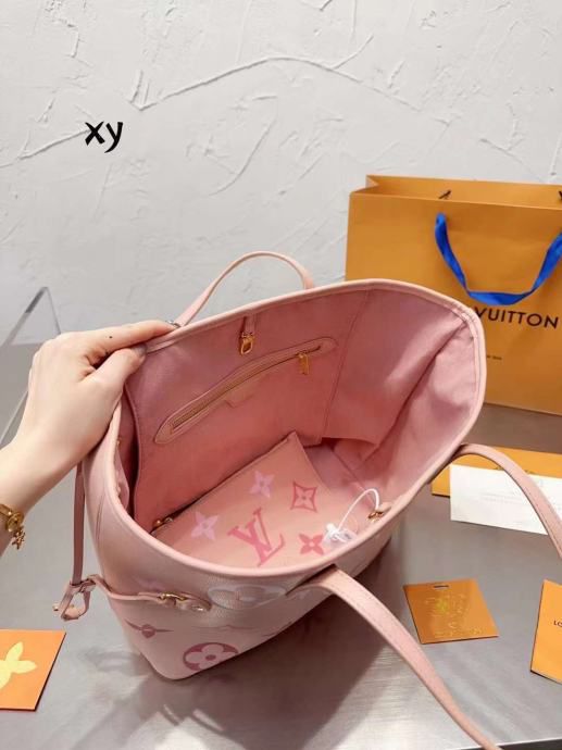 L-O-U-I-S V-U-I-T-T-O-N Neverfull MM Women Bag – Classic Edition 2pc (Pink)