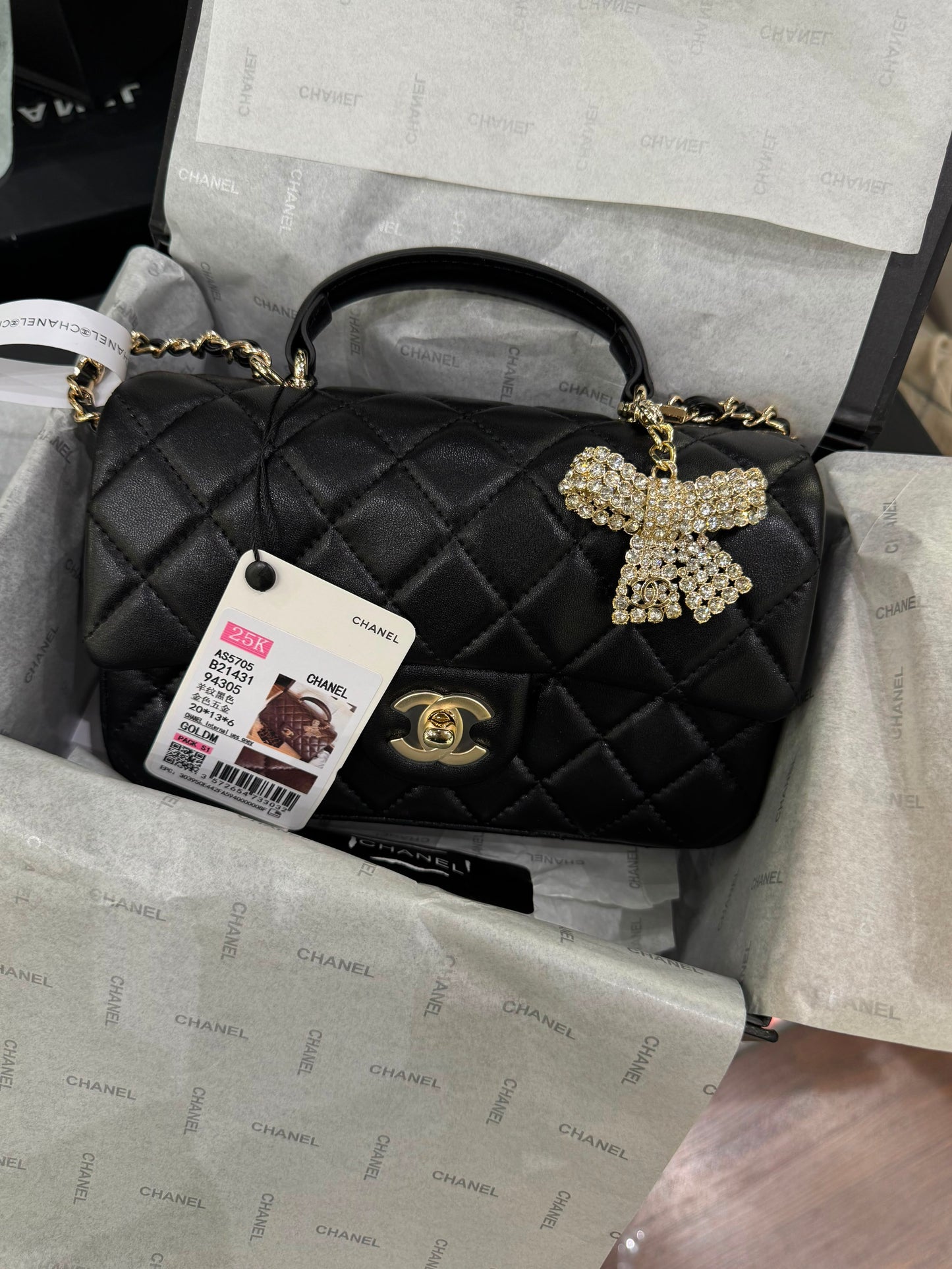C-H-A-N-E-L Quilted Mini Top Handle Rectangular Flap Bag – Luxury Women Bag (Black)