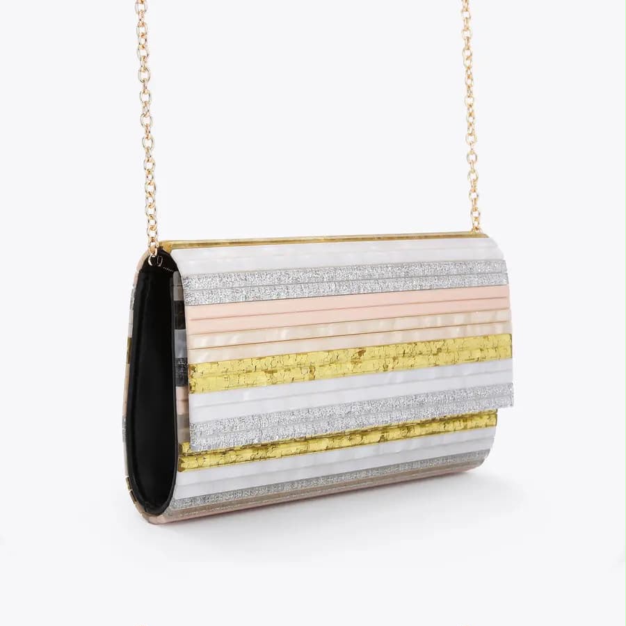 J-I-M-M-Y C-H-O-O Party Envelope Clutch – Premium Quality Women Bag | Glitter Perspex (Multi Color Design A)
