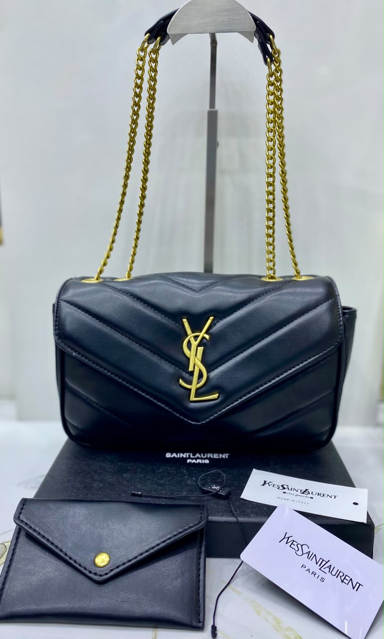 Y-S-L Saint Laurent Loulou Small Chain Bag – Chevron-Quilted Leather | Master Quality | Black Design C
