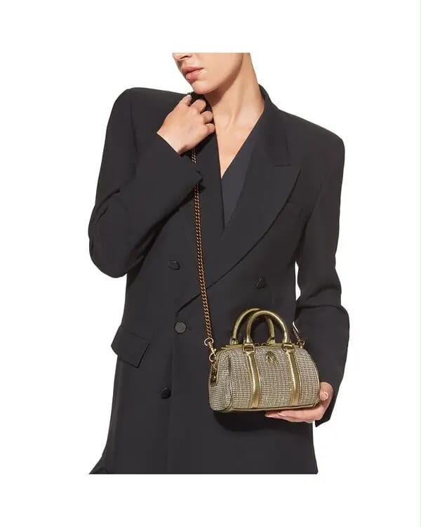 K-U-R-T G-E-I-G-E-R L-O-N-D-O-N Extra Small Kensington Boston Satchel – Crystal Embellished | Premium Quality Women Bag (Golden)