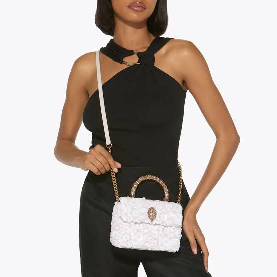 K-U-R-T G-E-I-G-E-R London Mini Kensington Sequin Top Handle Bag – Luxury Women Bag (White)