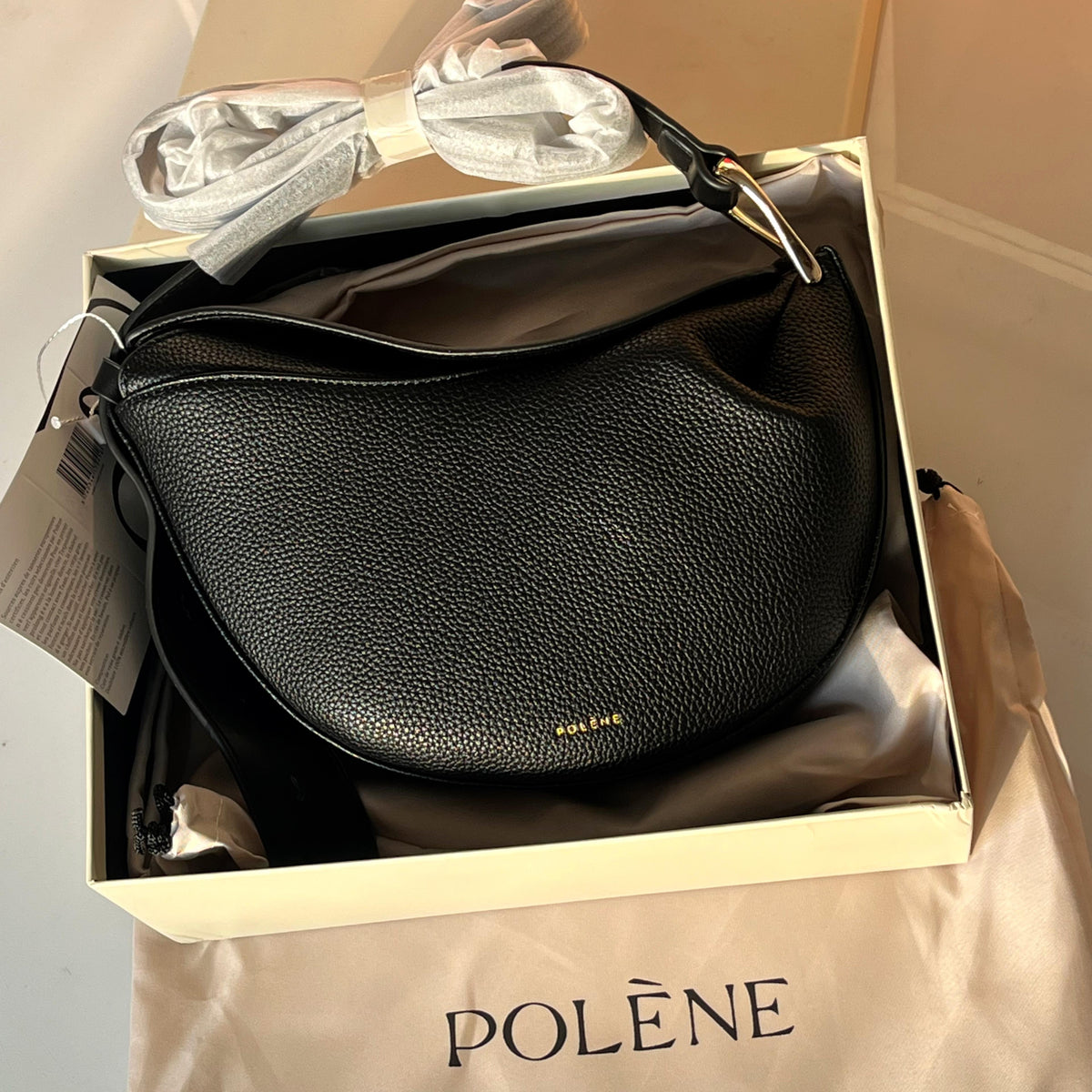 P-O-L-E-N-E Tonca Edition Textured Cognac – Premium Women Bag (Black)
