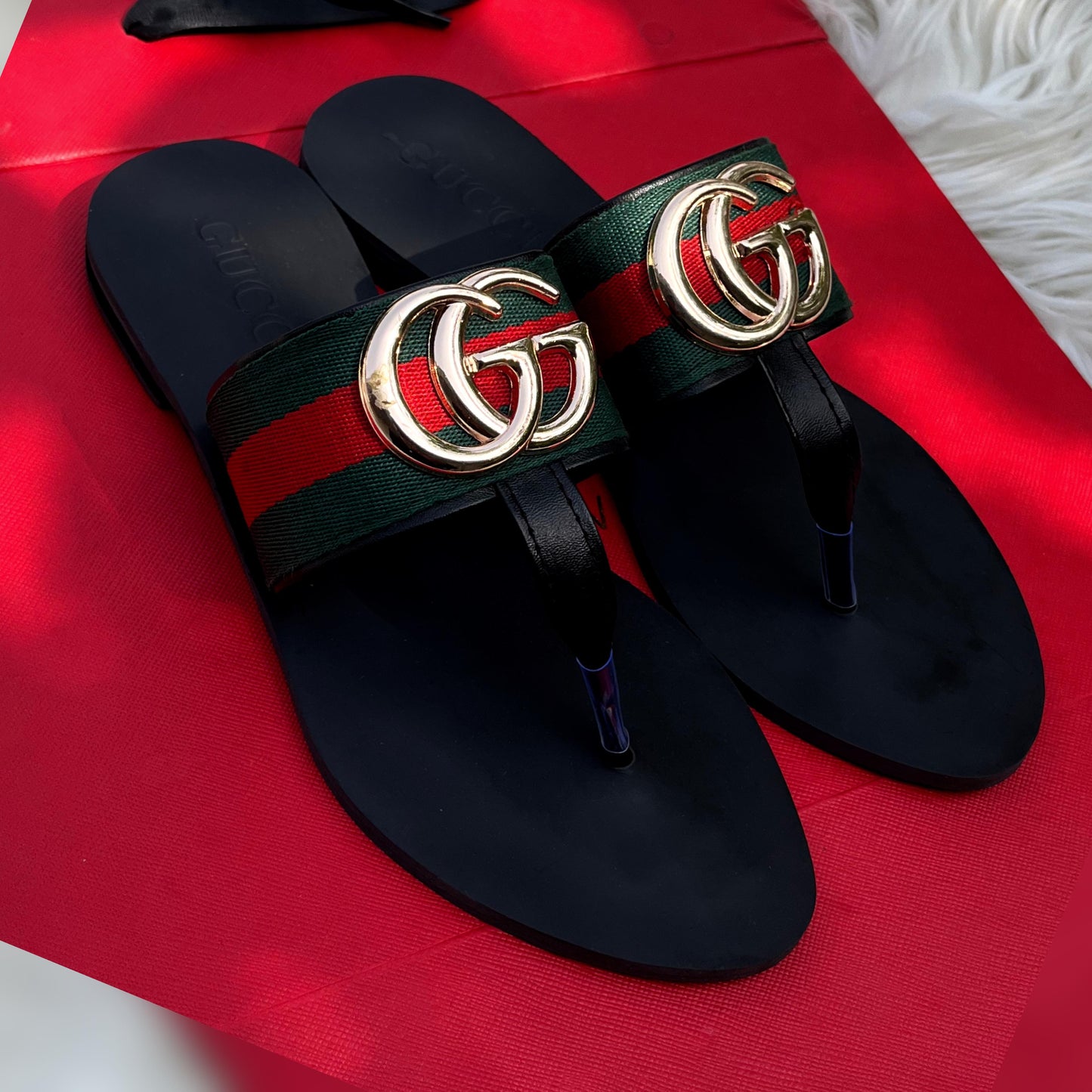 GUCCI-Inspired Flat Slippers β Premium Women Footwear with Brand Box(Black)
