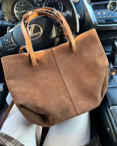 P-O-L-Γ-N-E Cyme Suede Leather Handbag β Premium Women Bag (Mustard Brown)