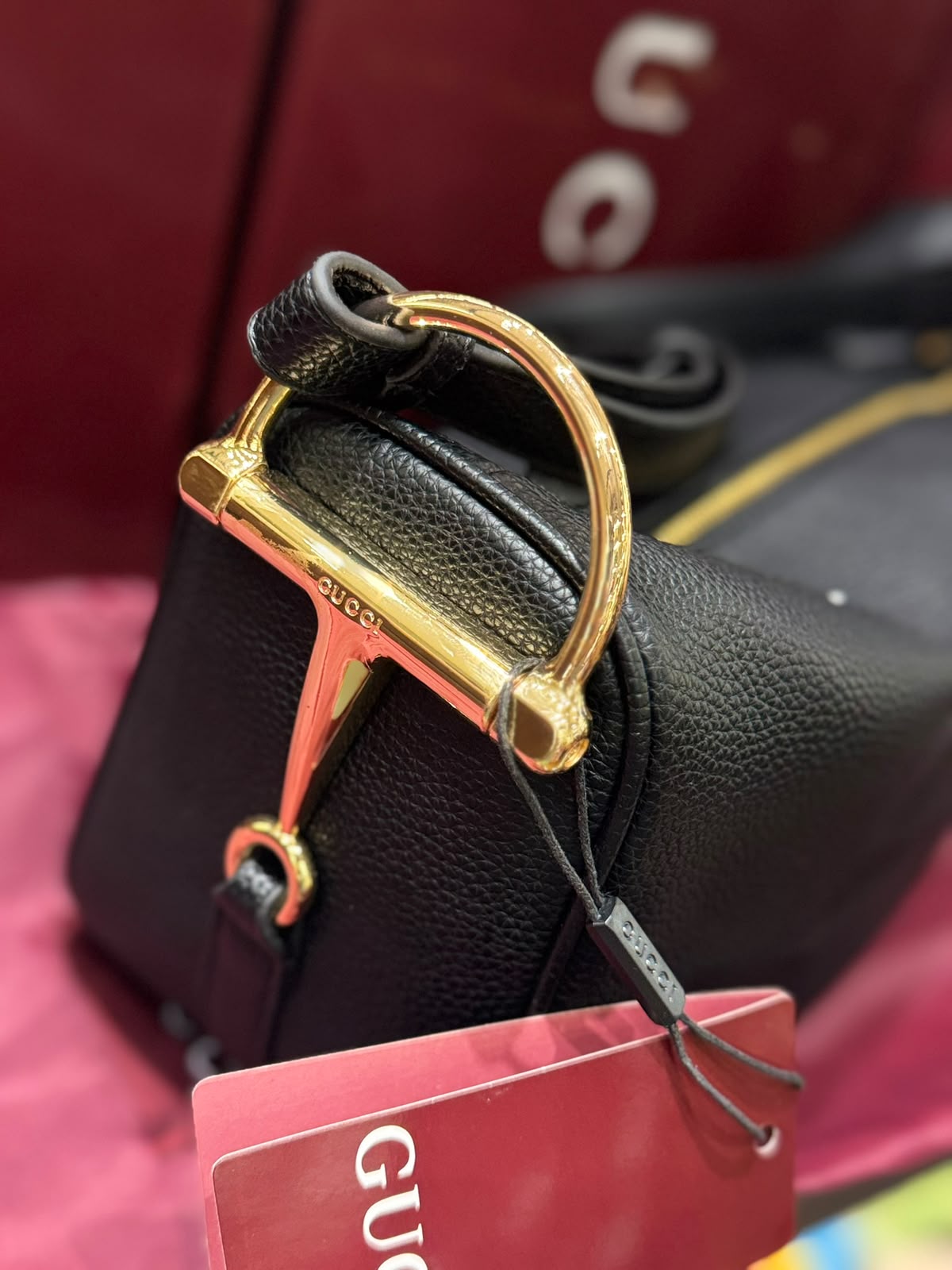 G-U-C-C-I Half Horsebit Medium Shoulder Bag – Premium Quality Women Bag | Brand Box Packaging (Black)