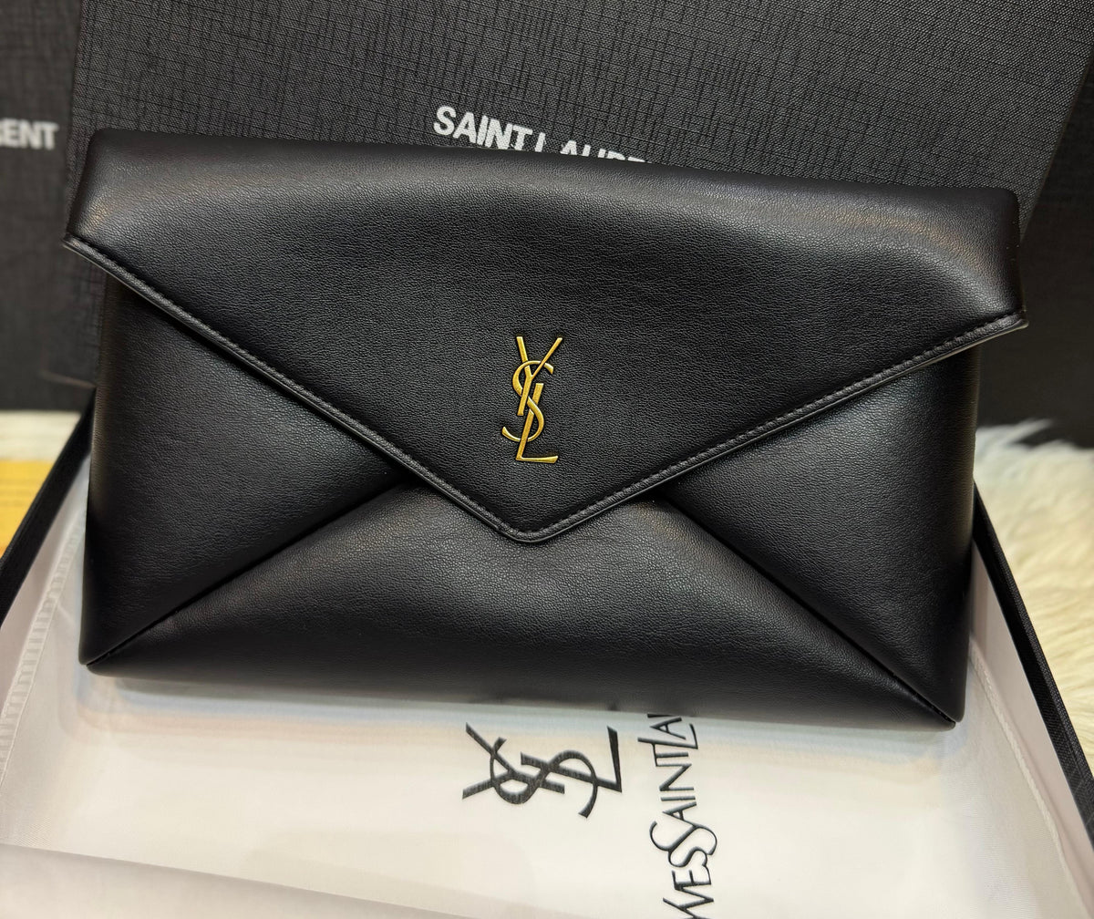 S-A-I-N-T L-A-U-R-E-N-T Cassandre Mini Leather Crossbody Bag – Luxury Women Bag (Black)