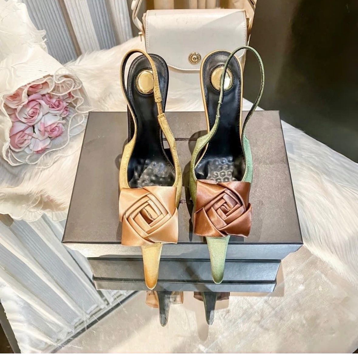 Y-S-L SAINT LAURENT Amalia Slingback Pumps – 4.3" Heel | Premium Quality Luxury Women Footwear (Sand Yellow)
