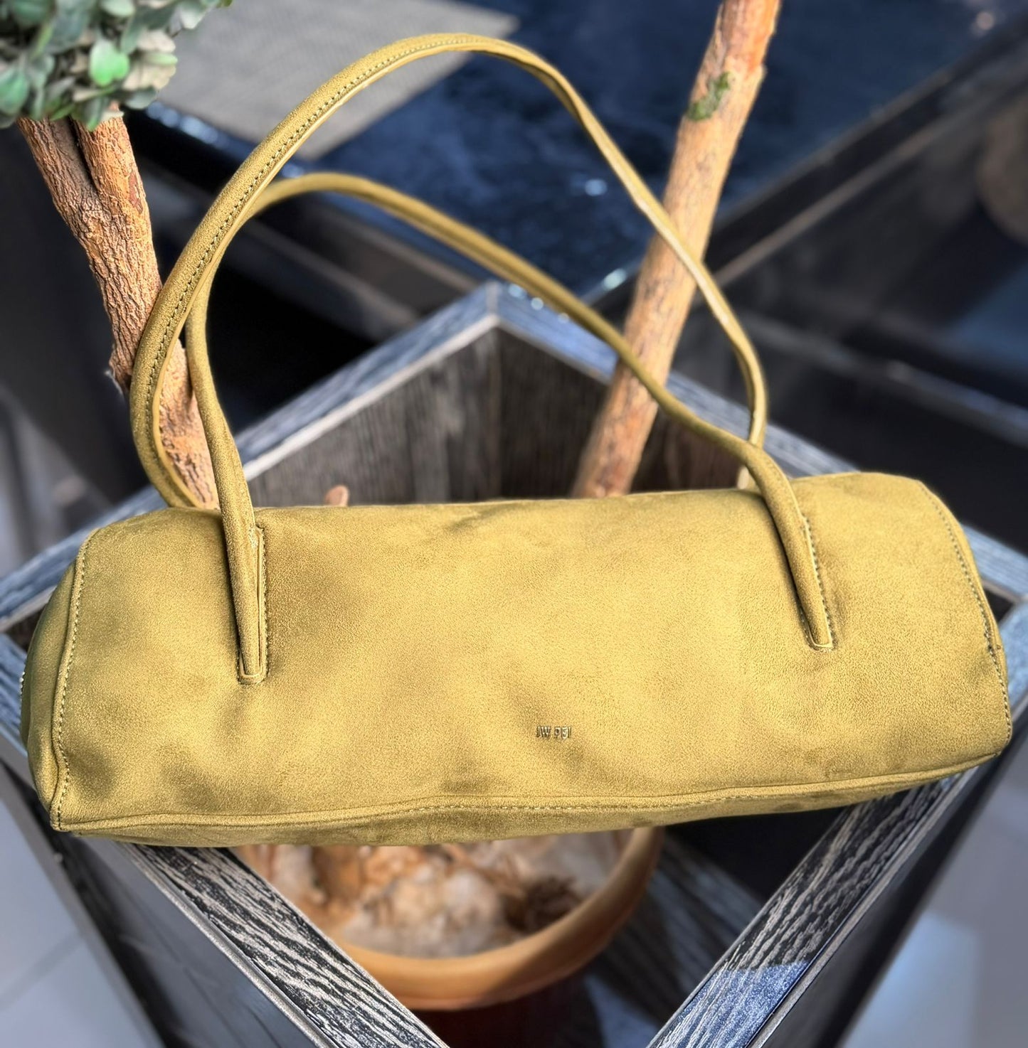J-W P-E-I Nova Shoulder Bag – Premium Faux Suede Women Shoulder Bag (Olive/Forest Green)