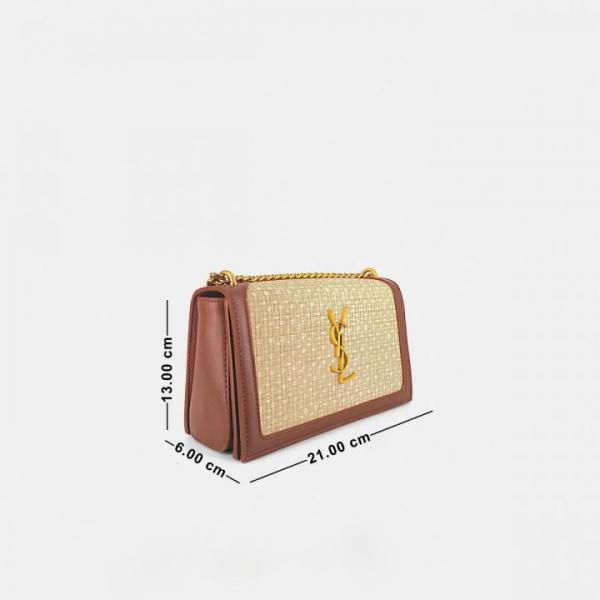 S-A-I-N-T L-A-U-R-E-N-T Sunset Medium Bag – Smooth Leather Women Shoulder Bag (Beige)