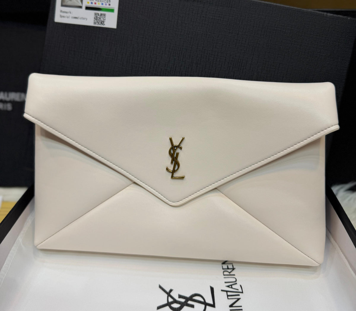 S-A-I-N-T L-A-U-R-E-N-T Cassandre Mini Leather Crossbody Bag – Luxury Women Bag (White)