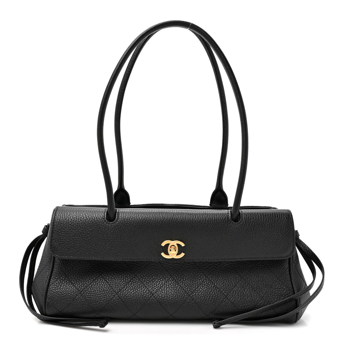 C-H-A-N-E-L Grained Calfskin Stitched Urban Essentials Shopping Bag | Gold Hardware | Luxury Women Bag (Black)
