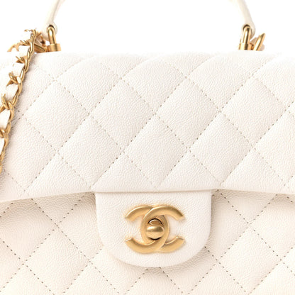 C-H-A-N-E-L Quilted Mini Top Handle Rectangular Flap Bag – Luxury Women Bag (White)
