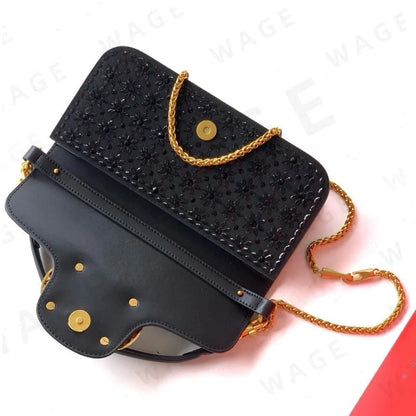 V-A-L-E-N-T-I-N-O G-A-R-A-V-A-N-I Locò Small Shoulder Women Bag – Crystal Floral Edition (Black)
