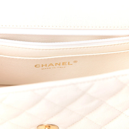 C-H-A-N-E-L Quilted Mini Top Handle Rectangular Flap Bag – Luxury Women Bag (White)