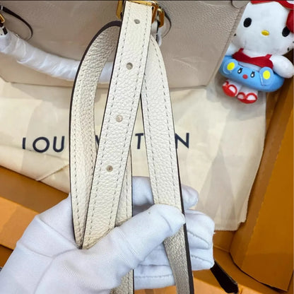 L-O-U-I-S V-U-I-T-T-O-N OnTheGo Handbag with Pouch – 2PC Luxe Women Bag Set (White)